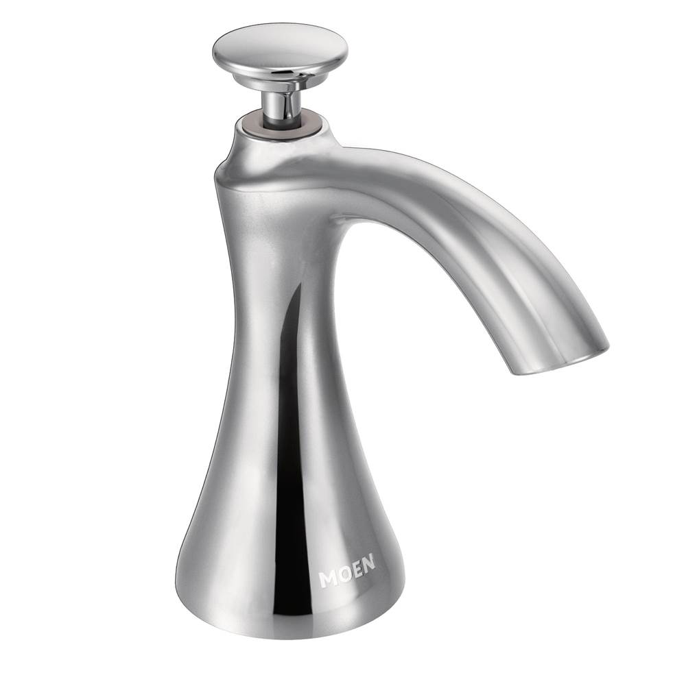 Moen Transitional Deck Mounted Kitchen Soap Dispenser with Above the Sink Refillable Bottle, Chrome