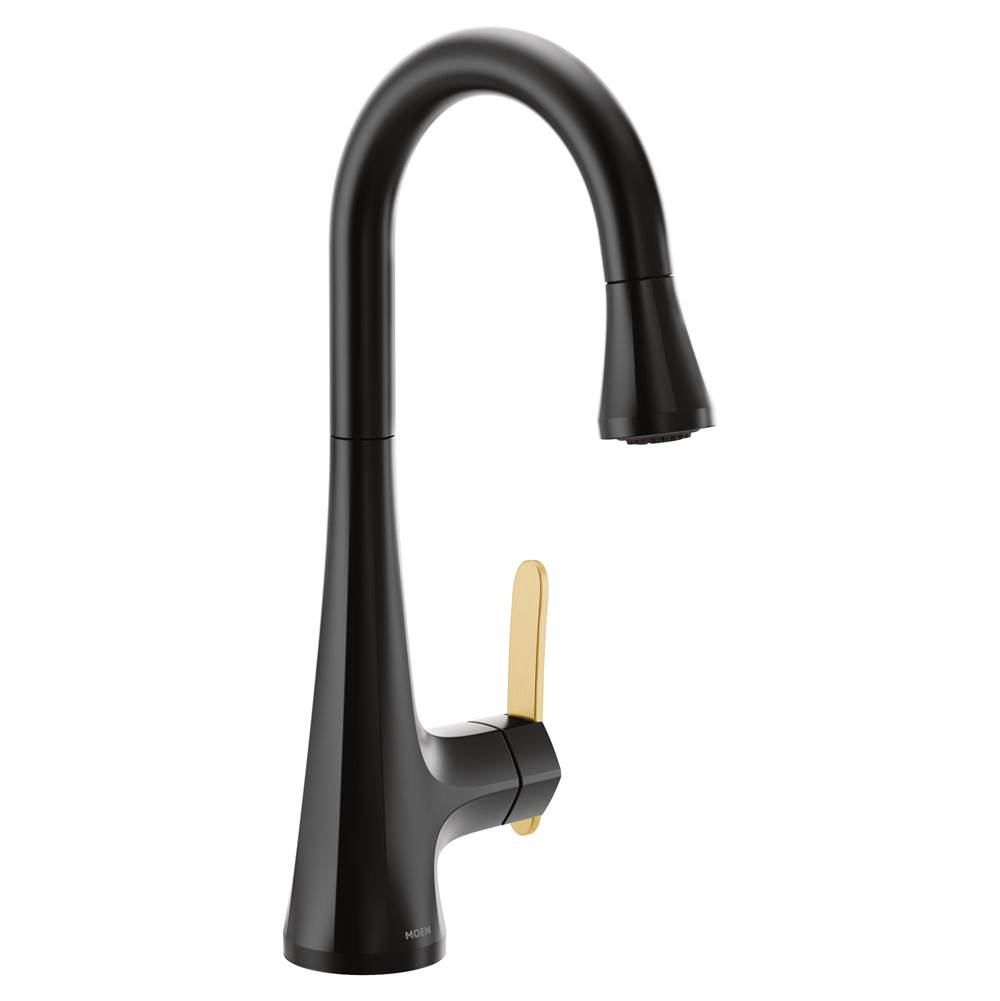 Moen Sinema Single-Handle Pull-Down Sprayer Bar Faucet Featuring Reflex and 2-Handle Options in Matte Black