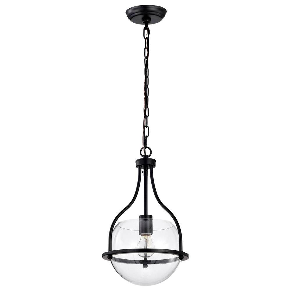 Nuvo Amado 1 Light Pendant; 10 Inches; Matte Black Finish; Clear Glass