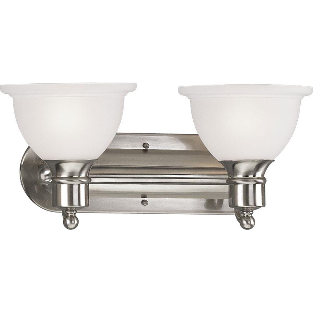 Progress Lighting Madison Collection Two-Light Brushed Nickel Etched Glass Traditional Bath Vanity Light