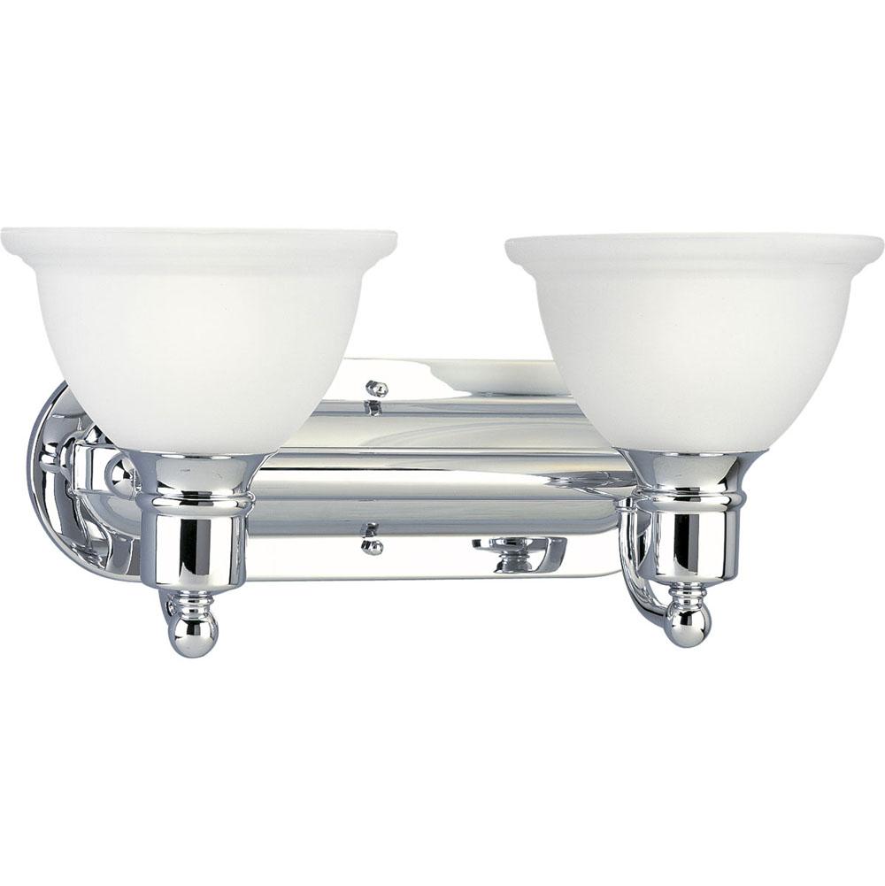 Progress Lighting Madison Collection Two-Light Polished Chrome Etched Glass Traditional Bath Vanity Light