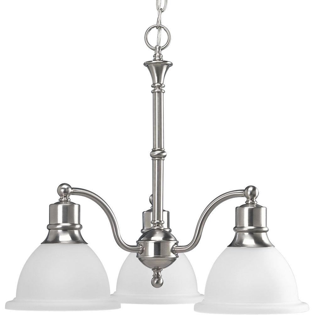Progress Lighting Madison Collection Three-Light Brushed Nickel Etched Glass Traditional Chandelier Light