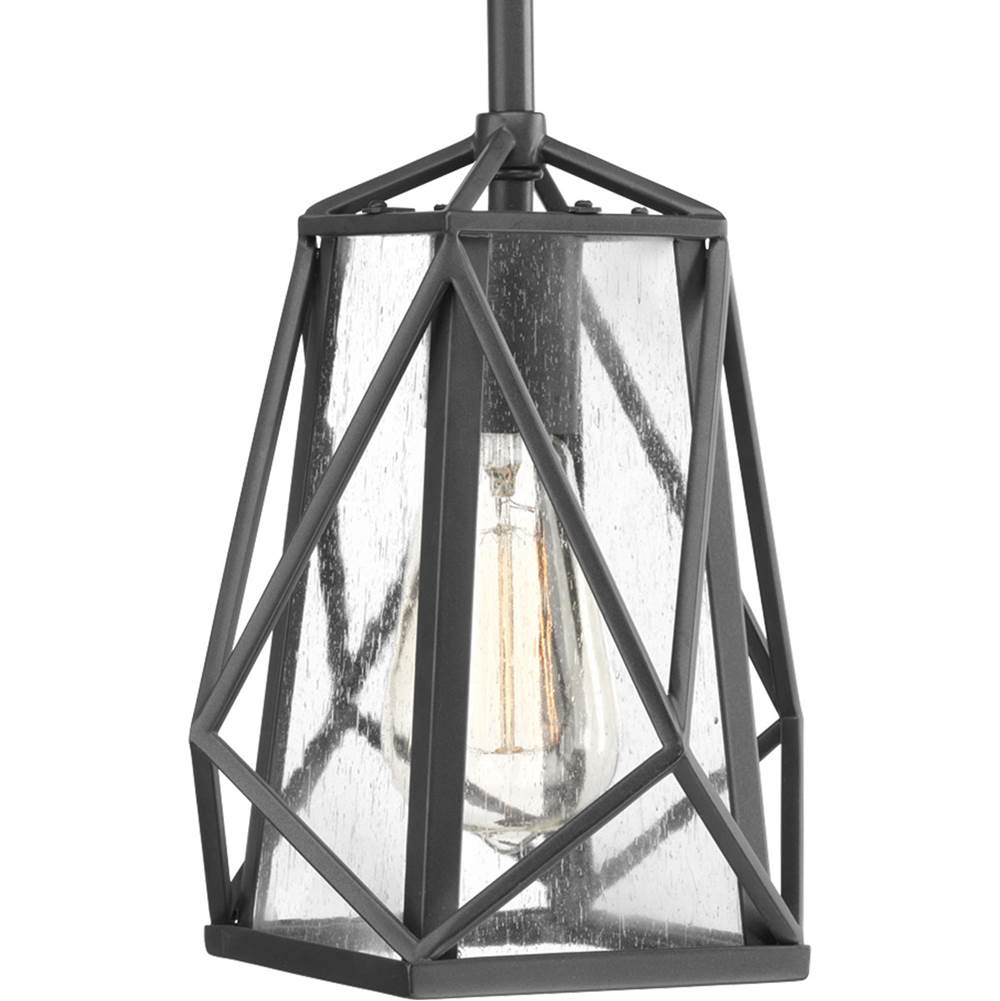Progress Lighting Marque Collection One-Light Graphite Clear Seeded Glass Global Pendant Light