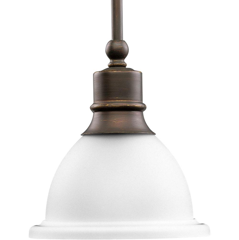 Progress Lighting Madison Collection One-Light Antique Bronze Etched Glass Traditional Mini-Pendant Light