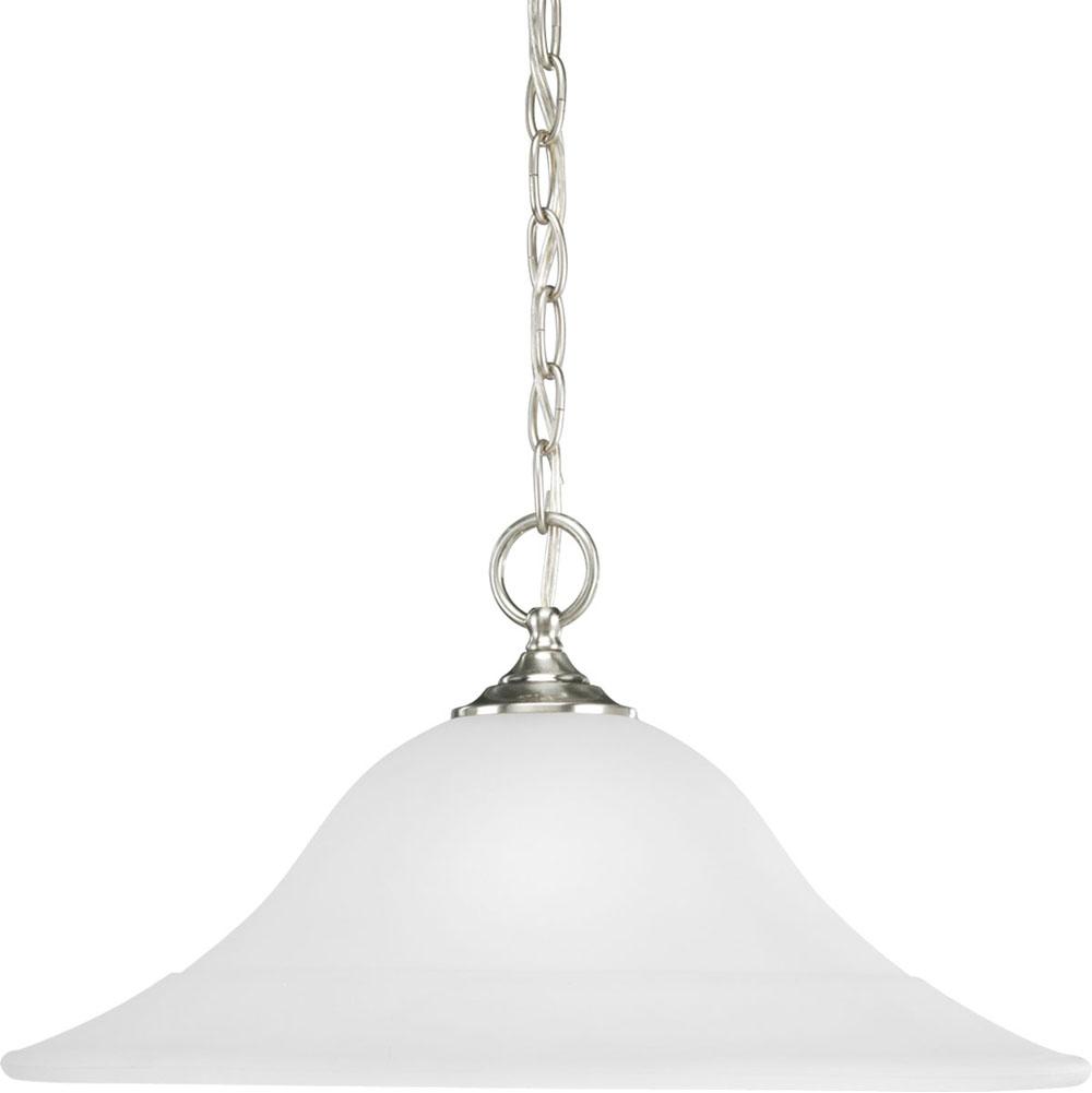 Progress Lighting Trinity Collection One-Light Brushed Nickel Etched Glass Traditional Pendant Light