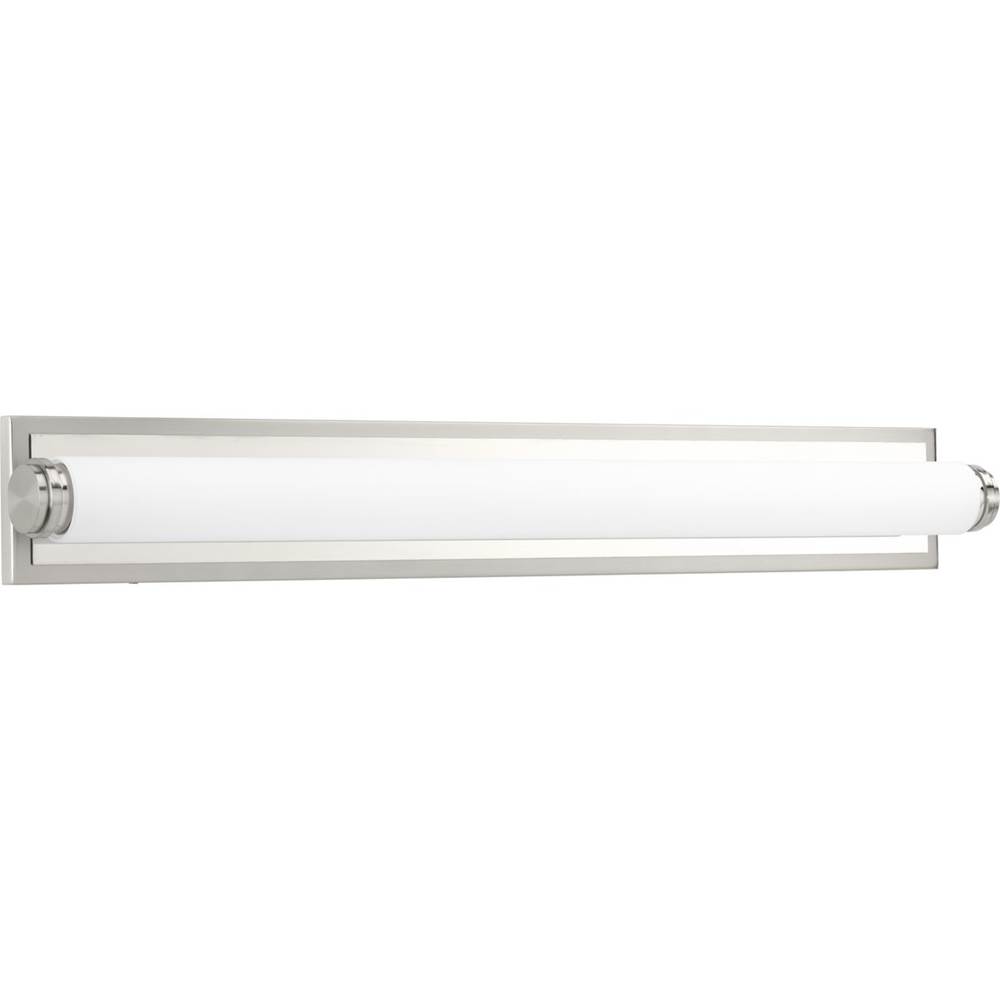 Progress Lighting Concourse LED Collection 36'' Brushed Nickel Etched White Glass Modern Bath Vanity Light