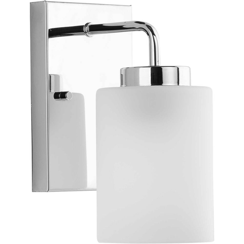 Progress Lighting Merry Collection One-Light Polished Chrome and Etched Glass Transitional Style Bath Vanity Wall Light