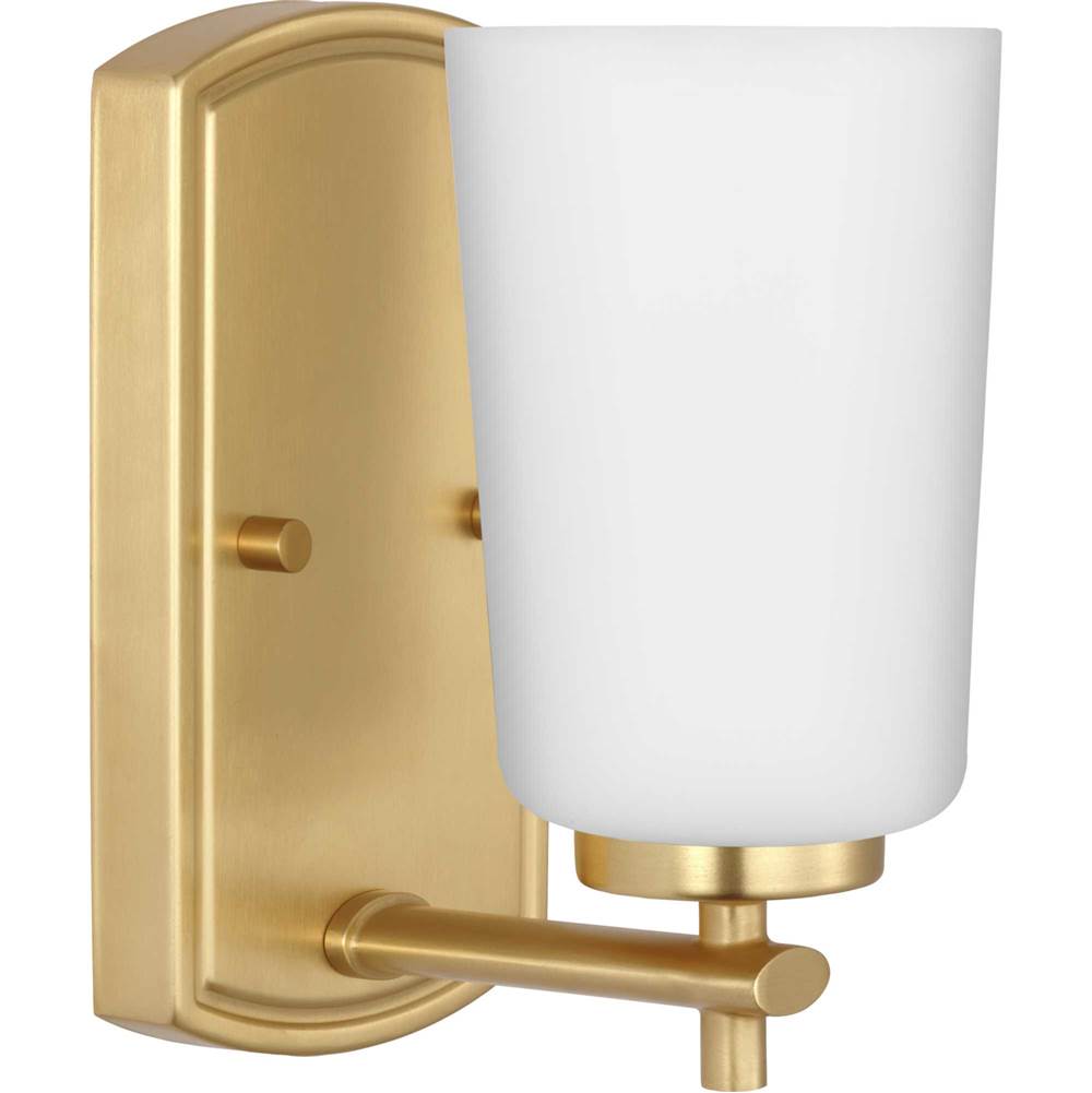 Progress Lighting Adley Collection One-Light Satin Brass Etched Opal Glass New Traditional Bath Vanity Light