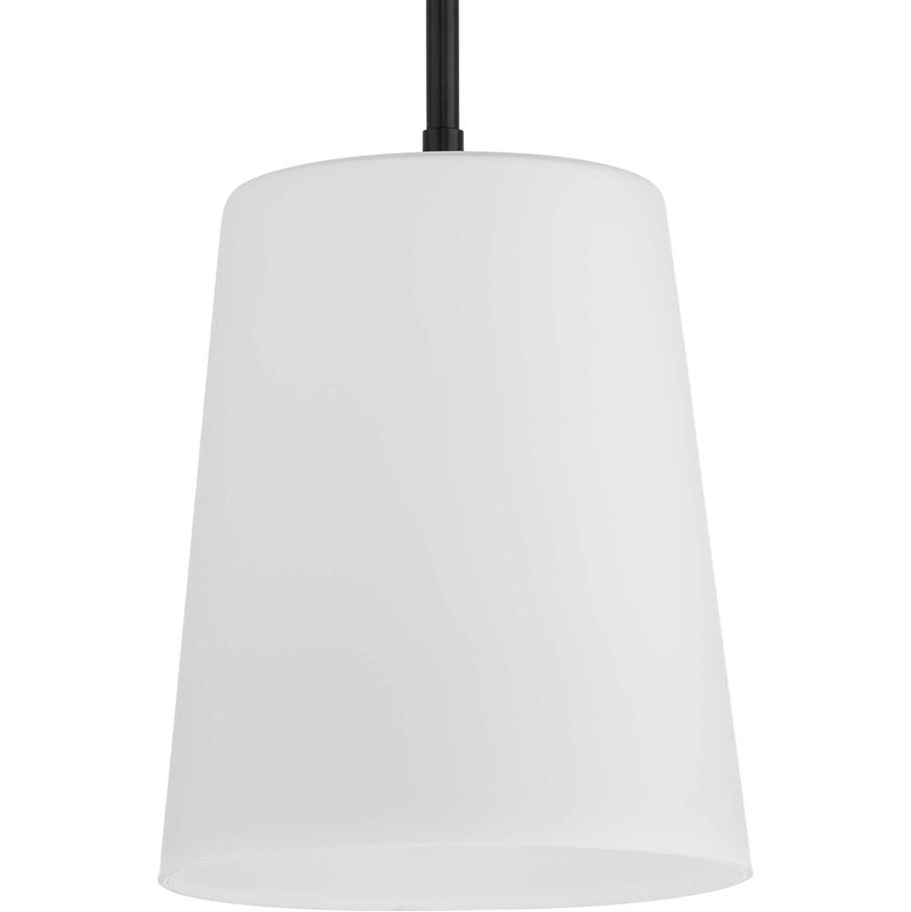 Progress Lighting Clarion Collection One-Light Matte Black Etched White Transitional Pendant
