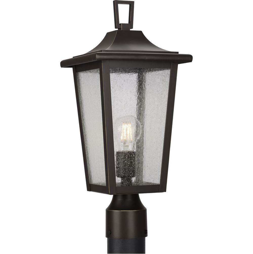 Progress Lighting Padgett Collection One-Light Transitional Antique Bronze Clear Seeded Glass Outdoor Post Light