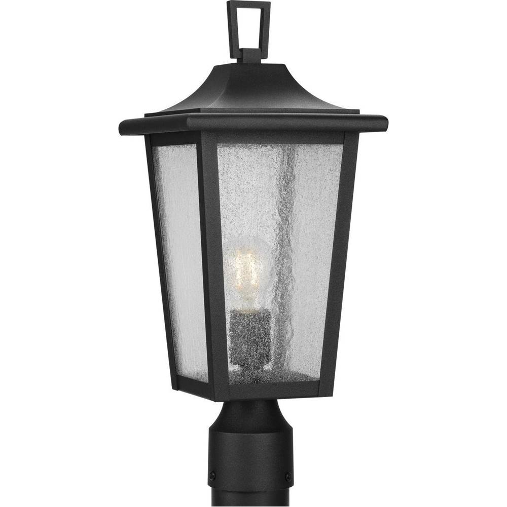 Progress Lighting Padgett Collection One-Light Transitional Textured Black Clear Seeded Glass Outdoor Post Light