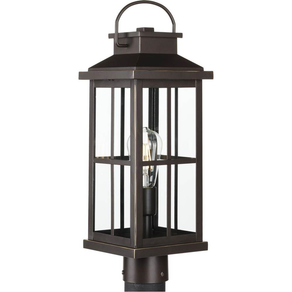 Progress Lighting Williamston Collection One-Light Antique Bronze and Clear Glass Transitional Style Outdoor Post Lantern