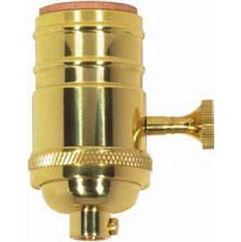 Satco Polished Cast Brass 3 Way Socket 1/4 Cap