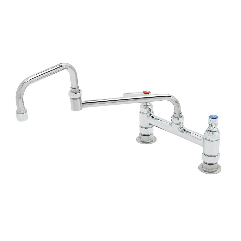 T&S Brass Double Pantry Faucet, Deck Mount, 8'' Centers, 15'' Double-Joint Swing Nozzle
