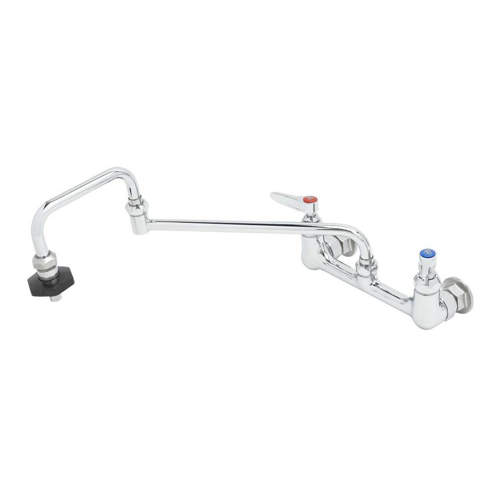 T&S Brass Pot Filler, Wall Mount, 8'' Centers, 18'' Double Joint Nozzle, Insulated On-Off Control
