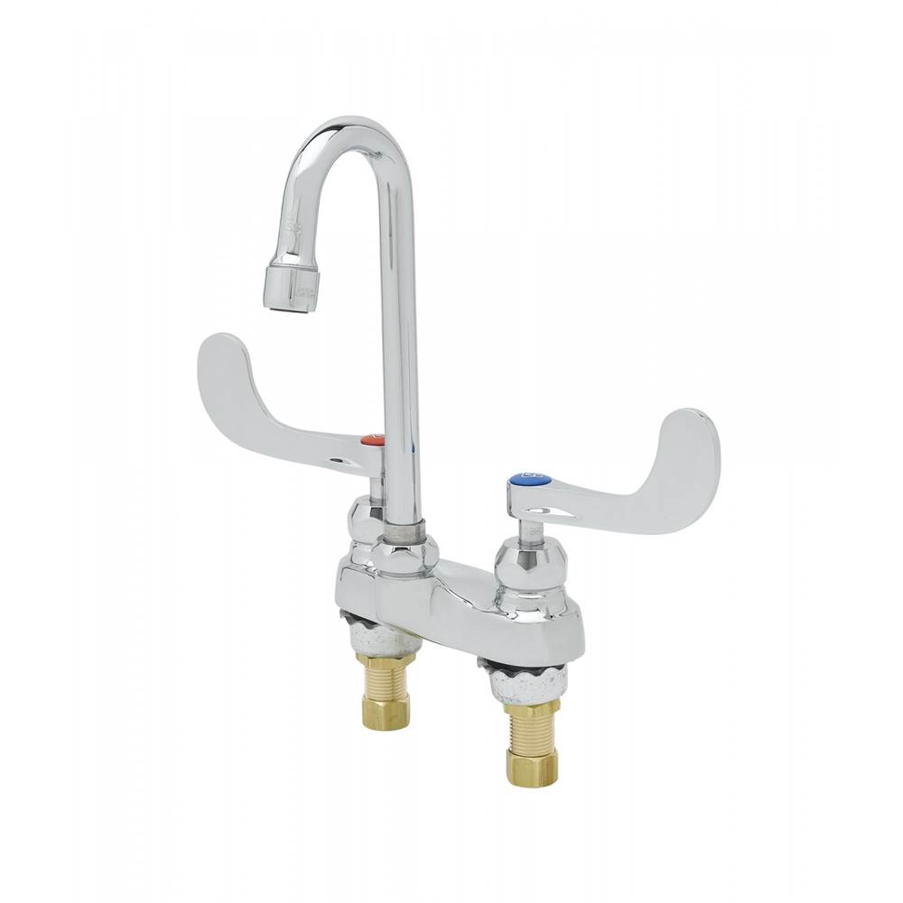 T&S Brass 4'' Centerset Mixing Fct, Ceramic Cartridges, Swivel GN w/ 0.5 GPM Non-Aerated Outlet