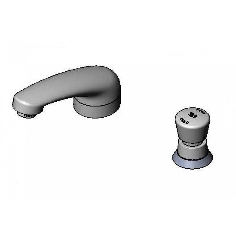 T&S Brass Single Temp Faucet, Push Button Metering, Cold Water Only, 5'' Cast Spout, B-0199-08-N05