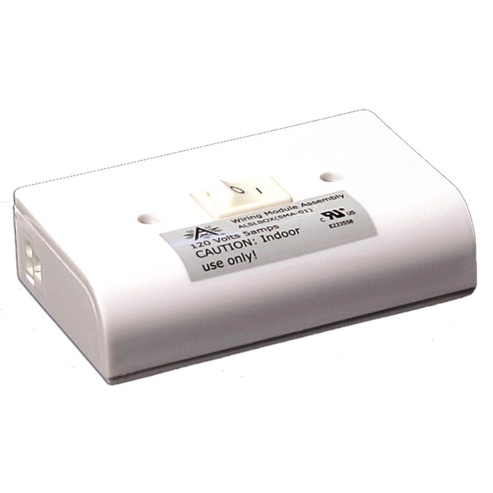 American Lighting Xenon 120 Volt Puck Slim-Line Hardwire Box, Two Molex Outlets, On/Off Switch, White