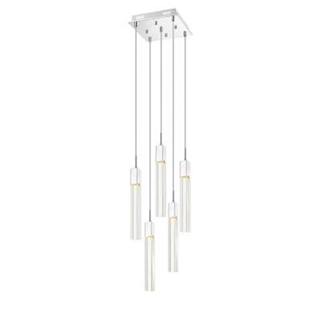 Avenue Lighting The Original Glacier Avenue Collection Chrome 5 Light Penant Fixture With Clear Crystal