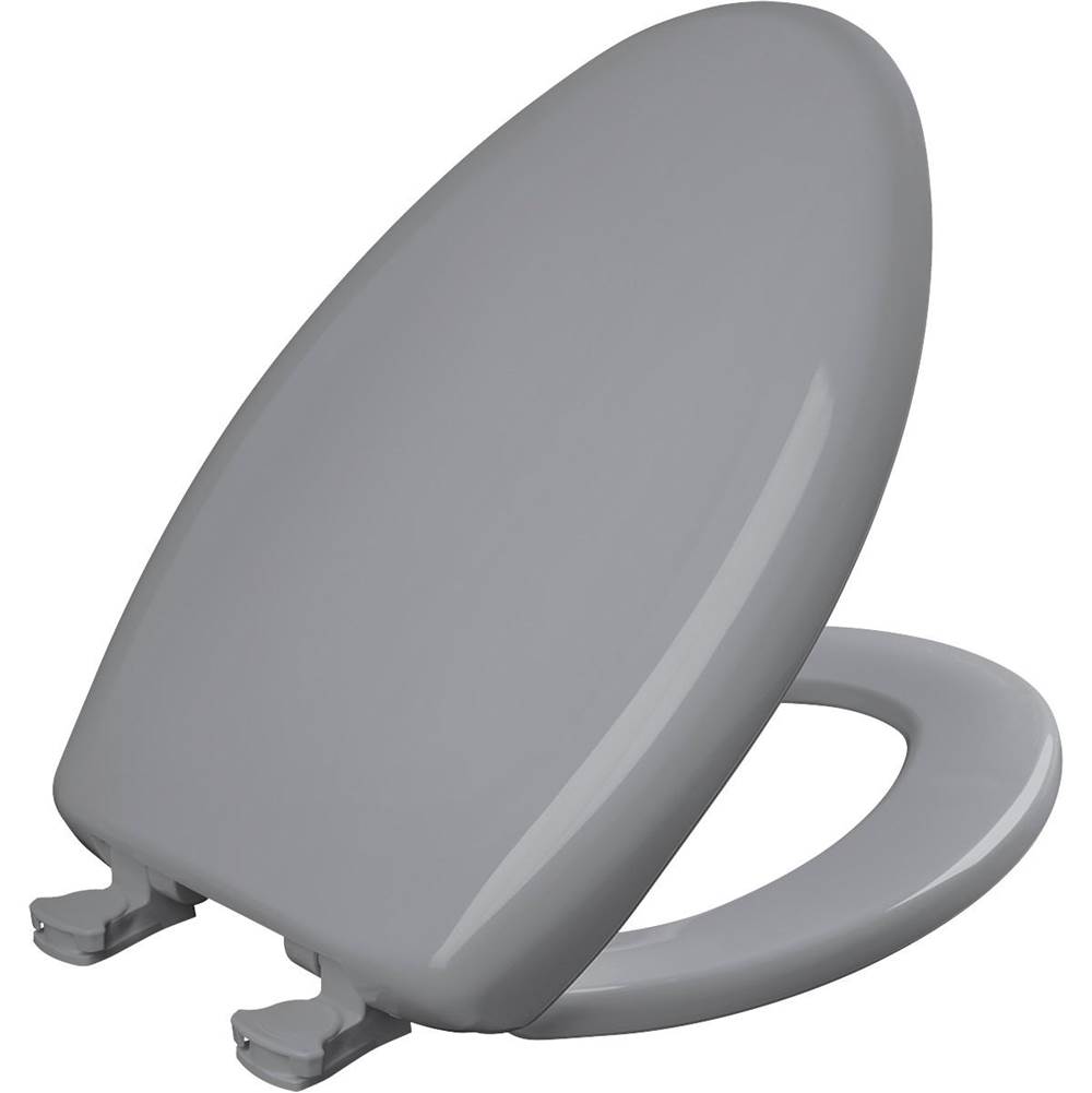 Bemis Elongated Plastic Toilet Seat with WhisperClose with EasyClean & Change Hinge and STA-TITE in Country Grey