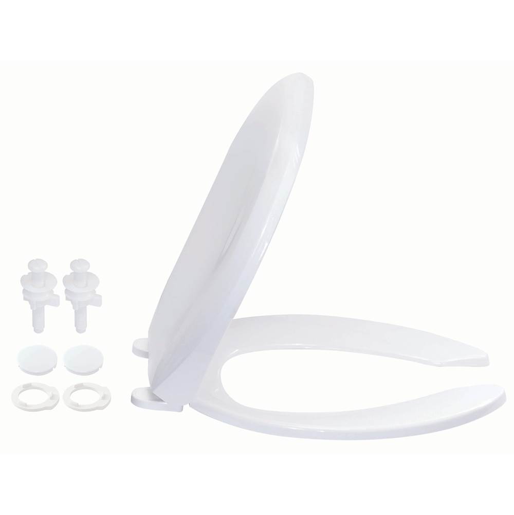 Braxton Harris Elongated Commercial Open-Front Plastic Toilet Seat- White