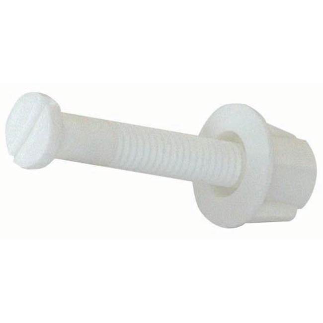 Braxton Harris 2-12'' Long Toilet Seat Bolts- White Plastic (Pair)