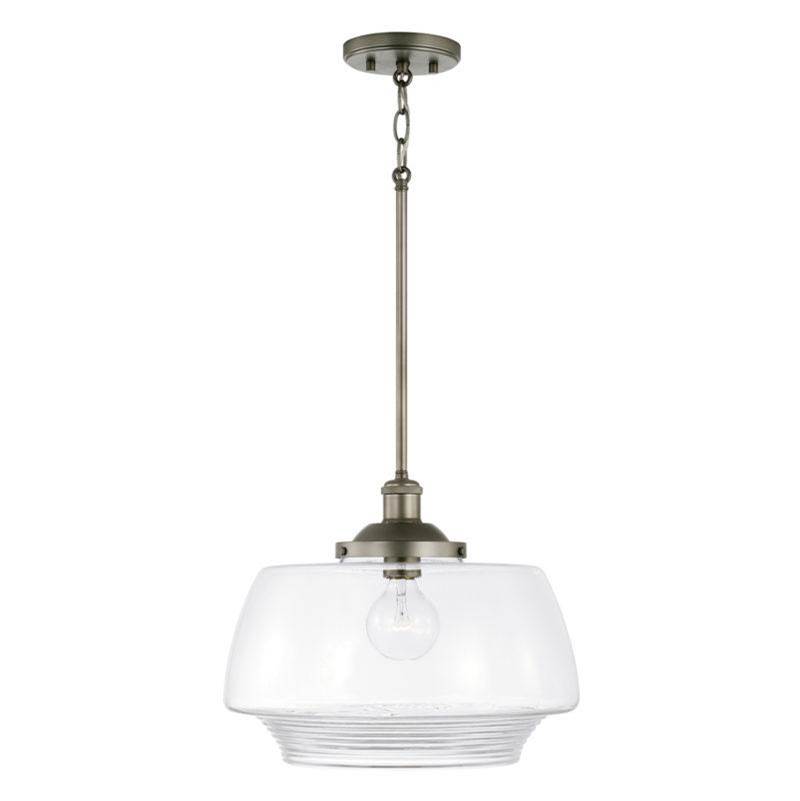 Capital Lighting Miller 1-Light Pendant in Graphite with Clear Ribbed Glass