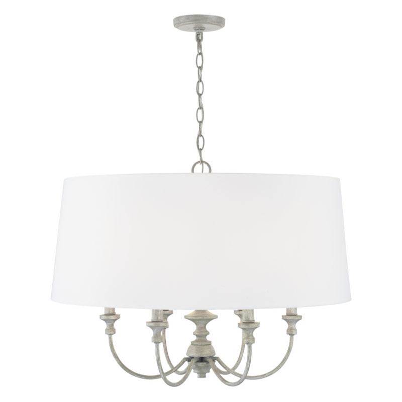 Capital Lighting Penelope 6-Light Pendant in Painted Grey with White Fabric Shade