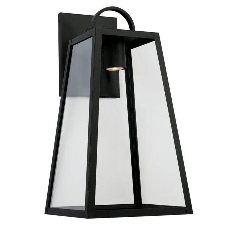 Capital Lighting Leighton 1-Light Outdoor Wall-Lantern in Black with Clear Glass