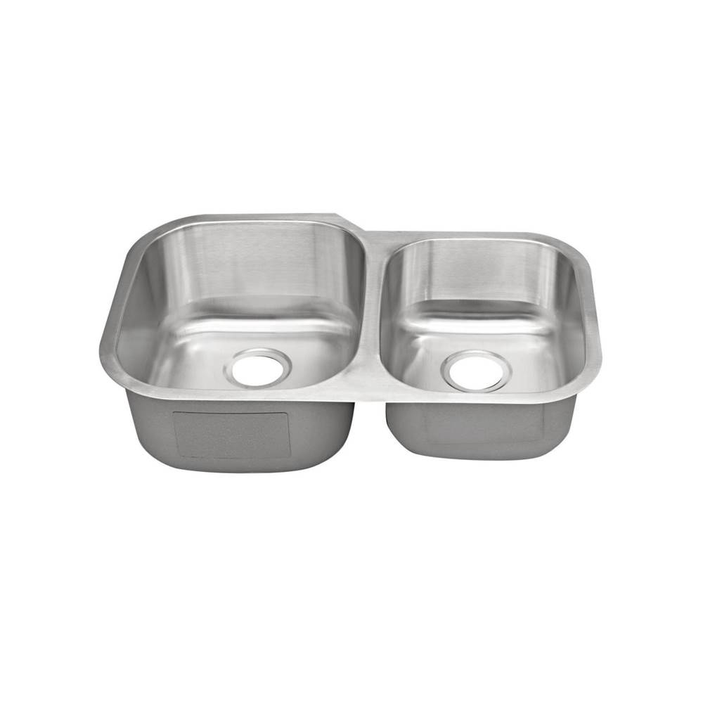 Ceco 31 1/2'' x 20 1/2'' x 9''L / 7''R Stainless Steel 18 Gauge 60 /40 Large Bowl Left Side Double Bowl Undermount Sink