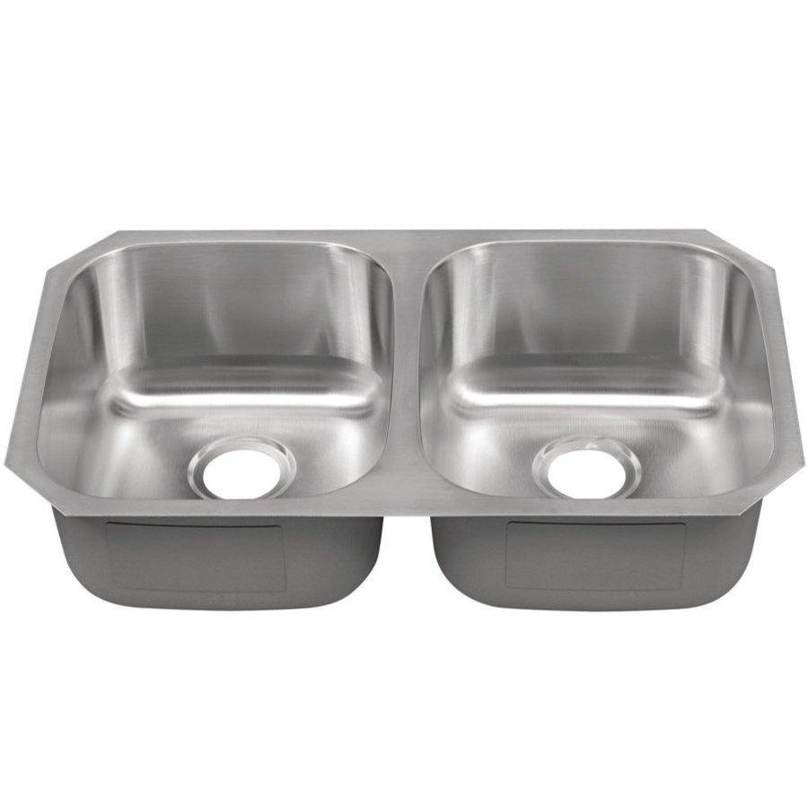 Ceco 32 1/4'' x 18 1/2'' x 9'' Stainless Steel 18 Gauge 50 /50 Double Bowl Undermount Sink