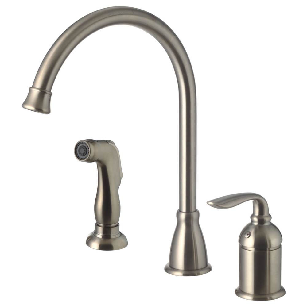 Compass Manufacturing Majestic Single Handle Kitchen Faucet, With Side Spray Brushed Nickel Finish