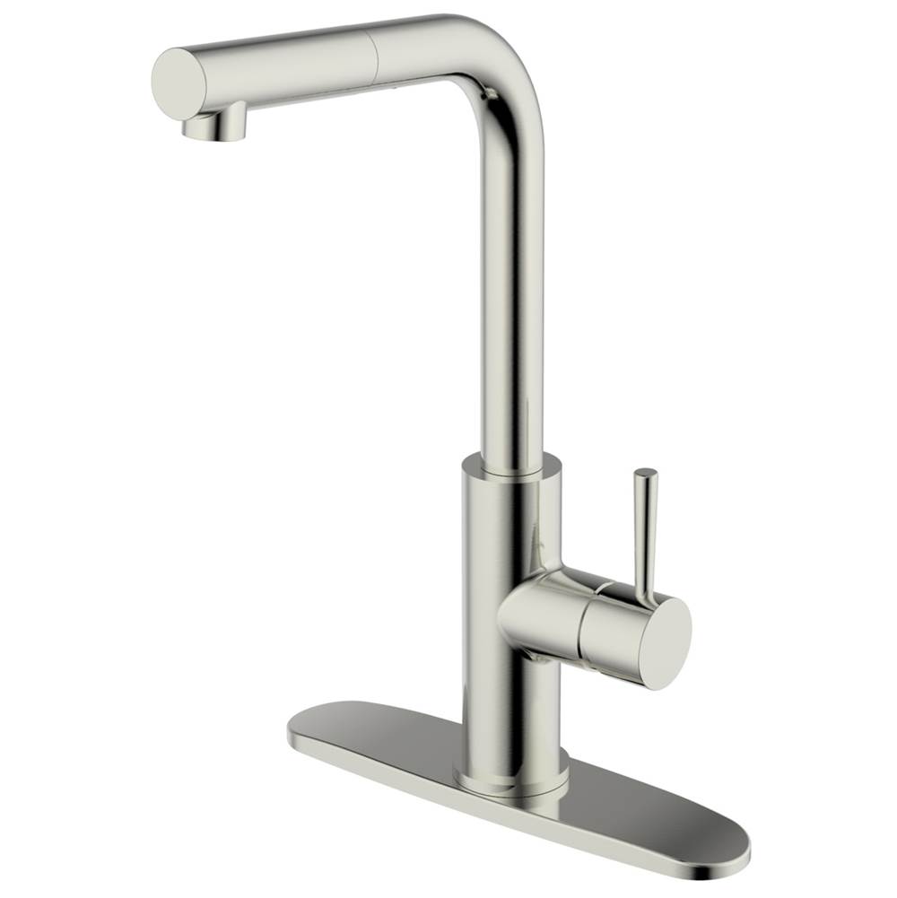 Compass Manufacturing Casmir 5173 Brushed Nickel Single Handle Pull-Out Kitchen, Faucet
