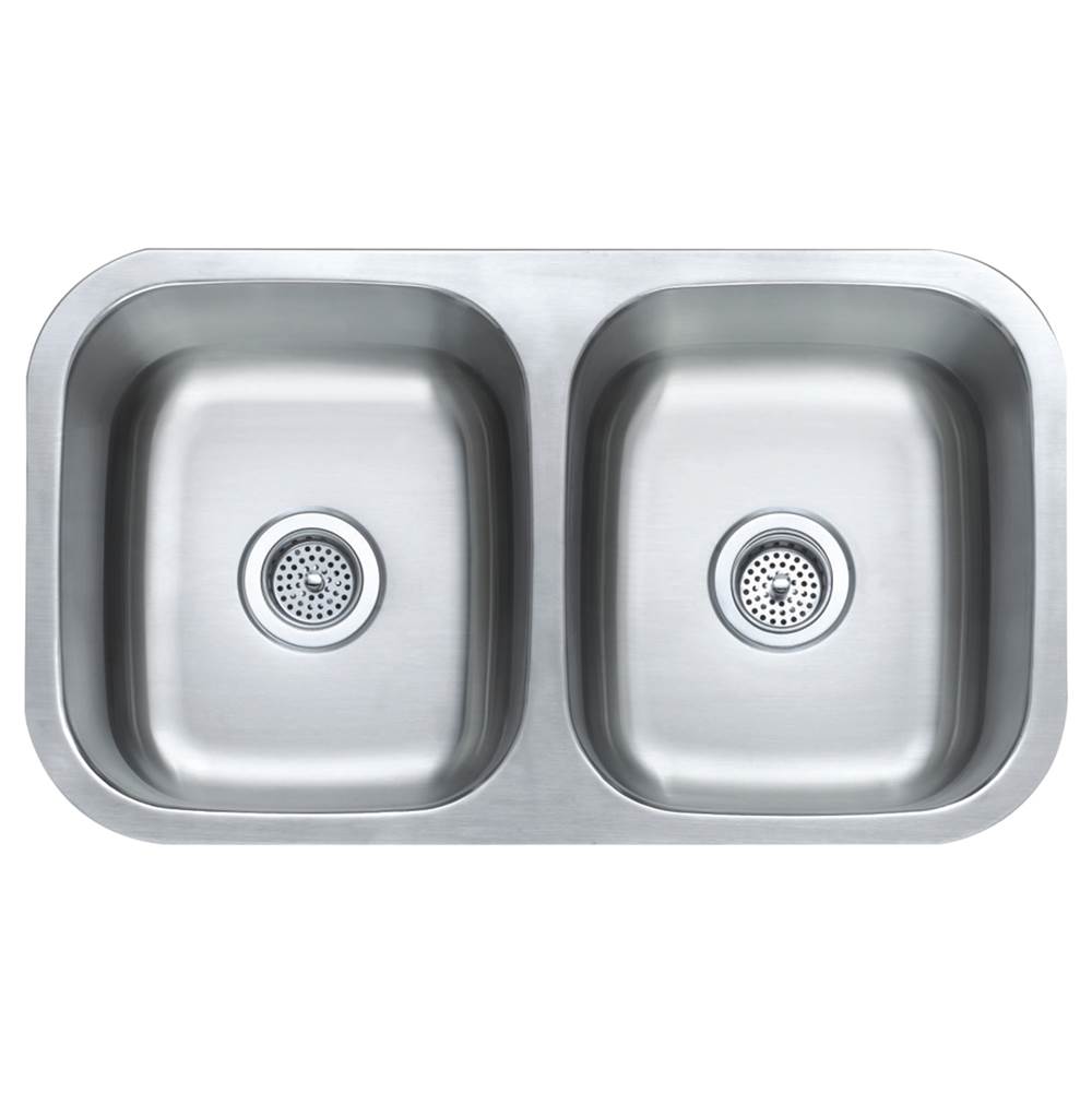 Compass Manufacturing Double Bowl Undermount Sink 31-1/8 X 18 304 9'' 18 Ga