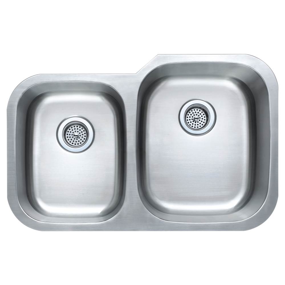 Compass Manufacturing Double Bowl Undermount Sink 31-1/2 X 20-1/2 304, 9''B-R 7-1/2''S-L 18 Ga
