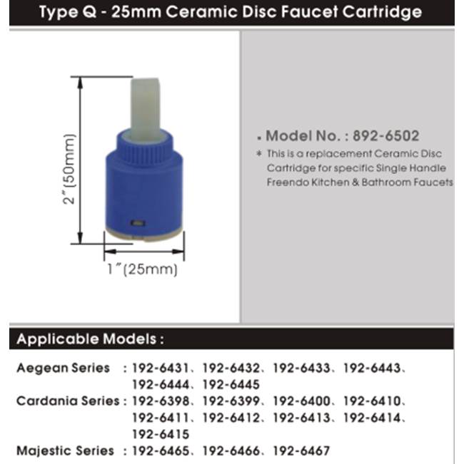 Compass Manufacturing Type Q Faucet Cartridge