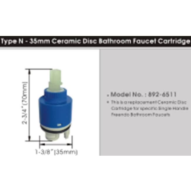 Compass Manufacturing Type N Faucet Cartridge For Grand 192-5883, 192-5884, 192-5885, Ceramic Cartridge 35 Mm