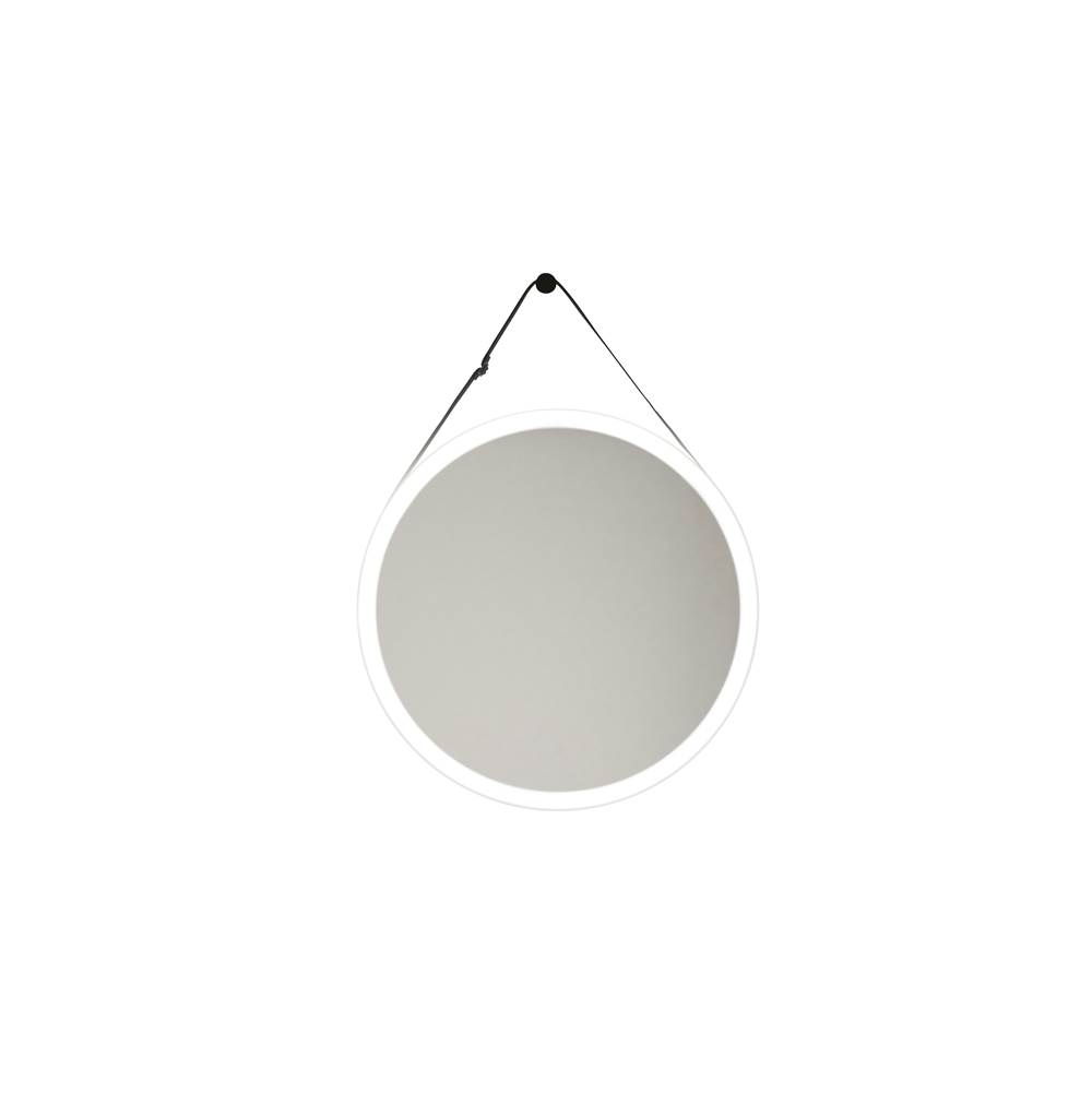 Craftmade 30'' Round LED Mirror with dimmer and removable decorative strap and hardware, 3000K