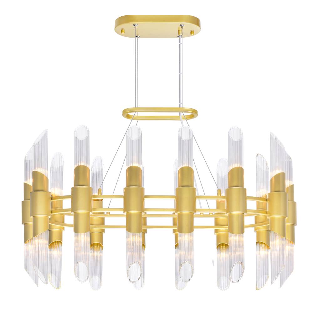 CWI Lighting Croissant 28 Light Chandelier With Satin Gold Finish