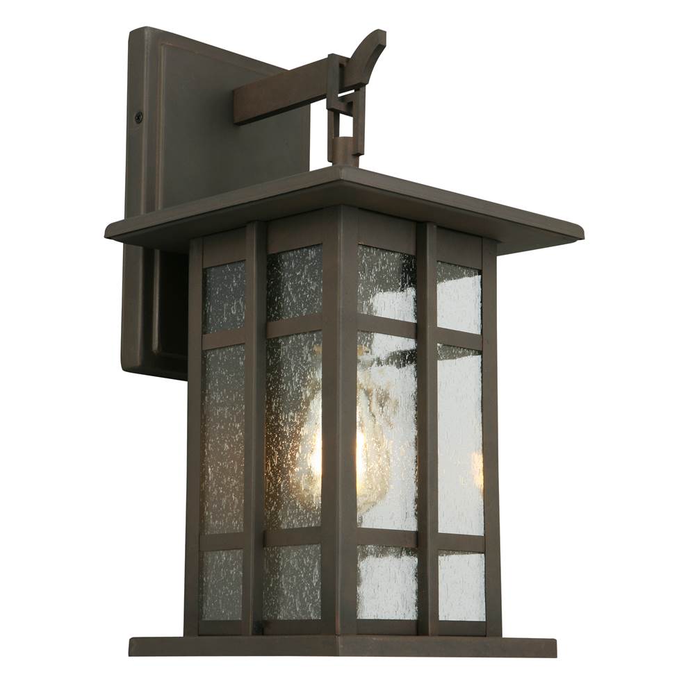 Eglo 1x60W Outdoor Wall Light w/ Matte Bronze Finish and Clear Seeded Glass