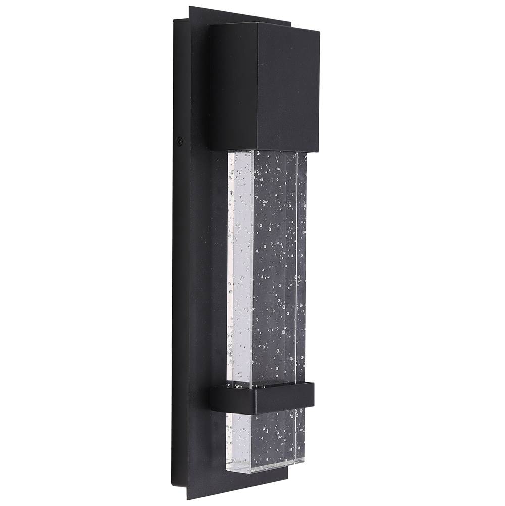 Eglo 1x11W LED Outdoor Wall Light w/ Matte Black Finish & Clear Seeded Glass