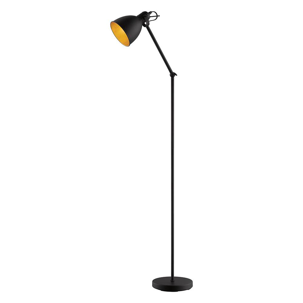 Eglo Priddy 2 - Floor Lamp Black with gold interior shade 60W