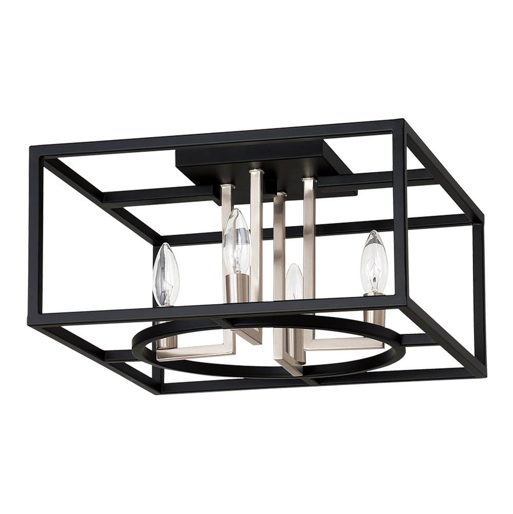 Eglo 4x60W open frame ceiling light w/ a matte black and brushed nickel finish