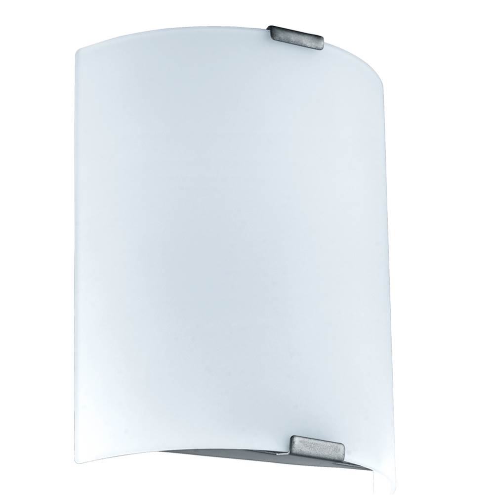 Eglo 1x8.2W LED Wall Light w/ Silver Finish and White Glass