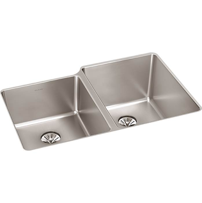 Elkay Reserve Selection Elkay Lustertone Iconix 16 Gauge Stainless Steel 31-1/4'' x 20-1/2'' x 9'' Double Bowl Undermount Sink with Perfect Drain