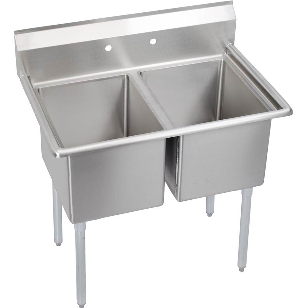 Elkay Dependabilt Stainless Steel 43'' x 29-13/16'' x 44-3/4'' 16 Gauge Two Compartment Sink with Stainless Steel Legs