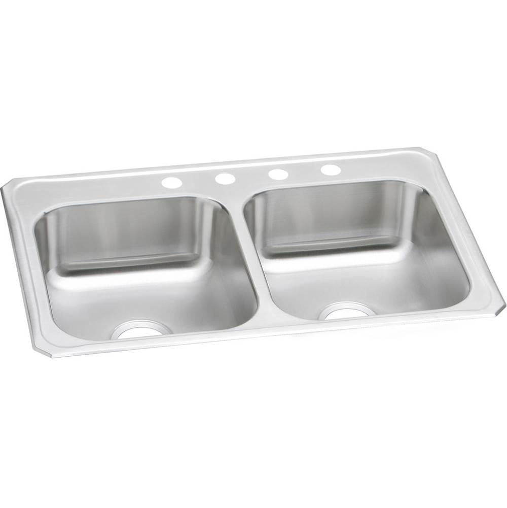 Elkay Celebrity Stainless Steel 33'' x 22'' x 7'', 2-Hole Equal Double Bowl Drop-in Sink