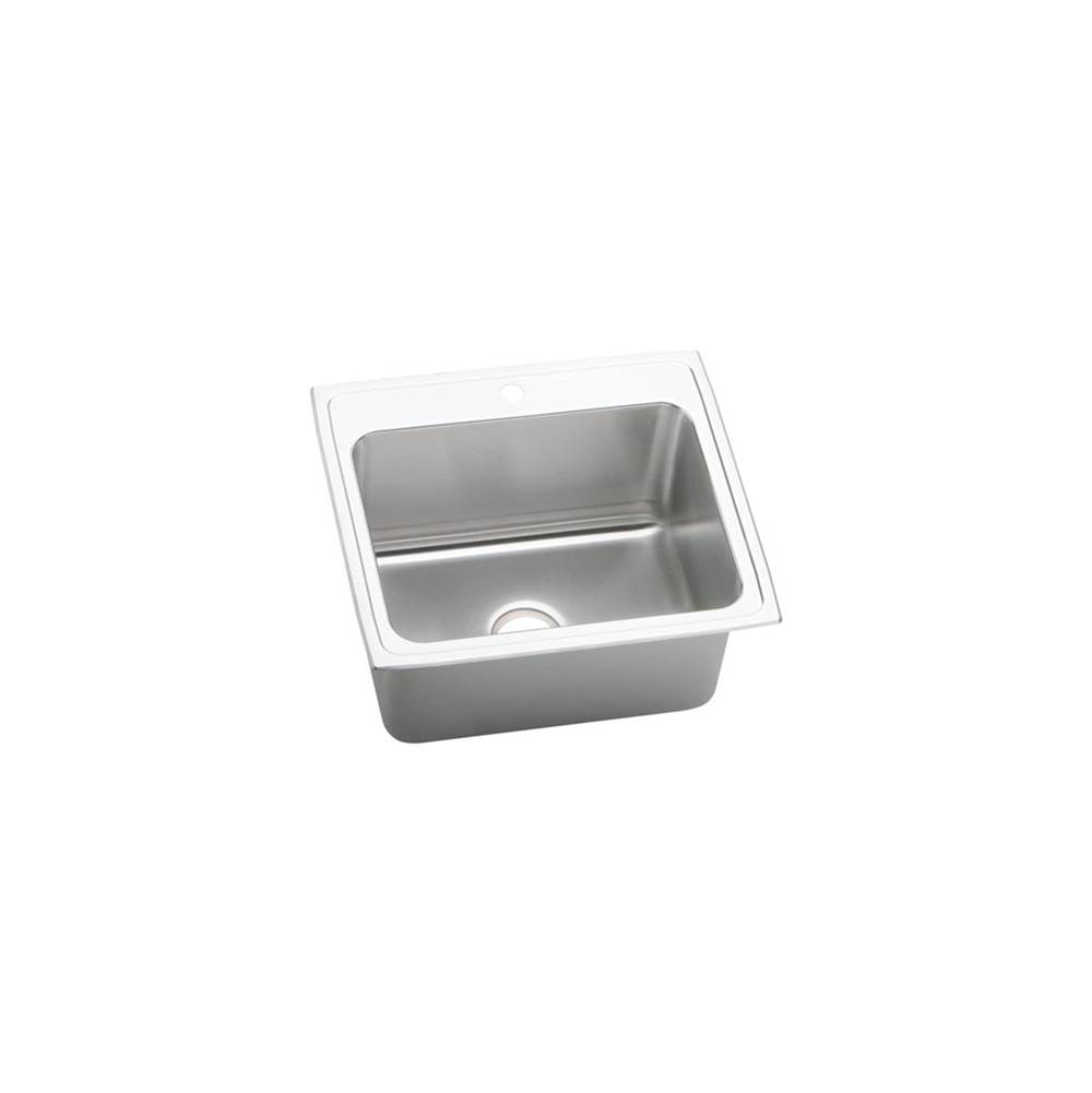 Elkay Lustertone Classic Stainless Steel 25'' x 22'' x 10-3/8'', 3-Hole Single Bowl Drop-in Sink with Quick-clip