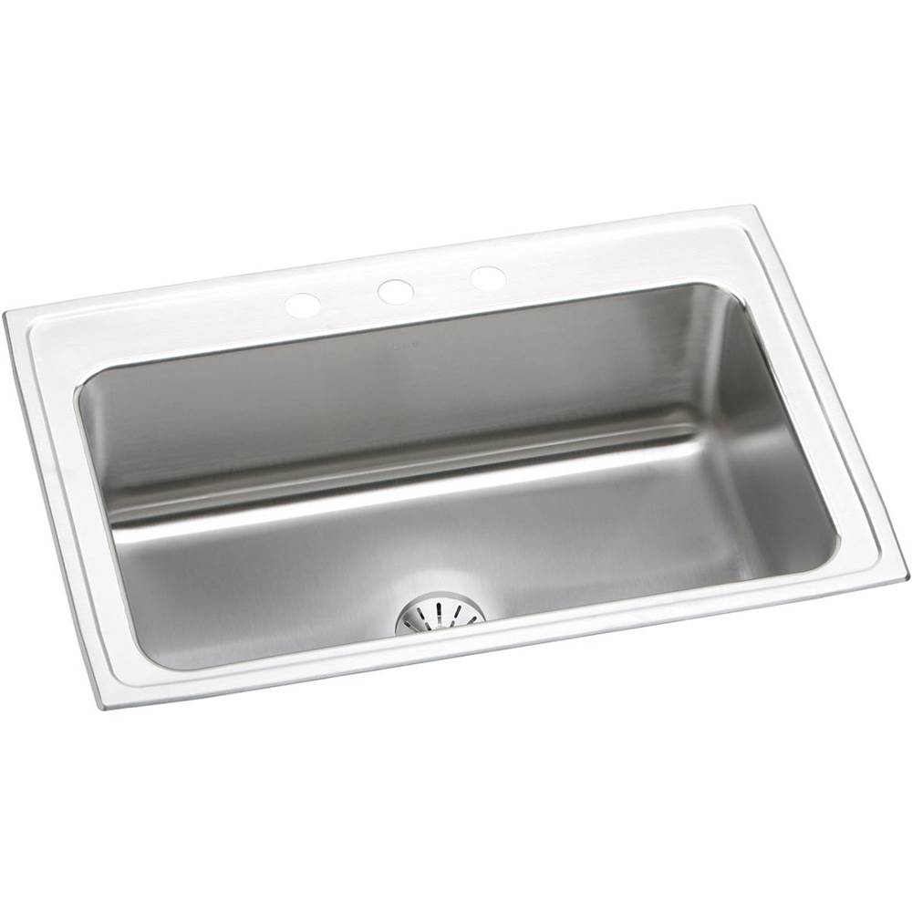 Elkay Lustertone Classic Stainless Steel 33'' x 22'' x 10'', MR2-Hole Single Bowl Drop-in Sink with Perfect Drain