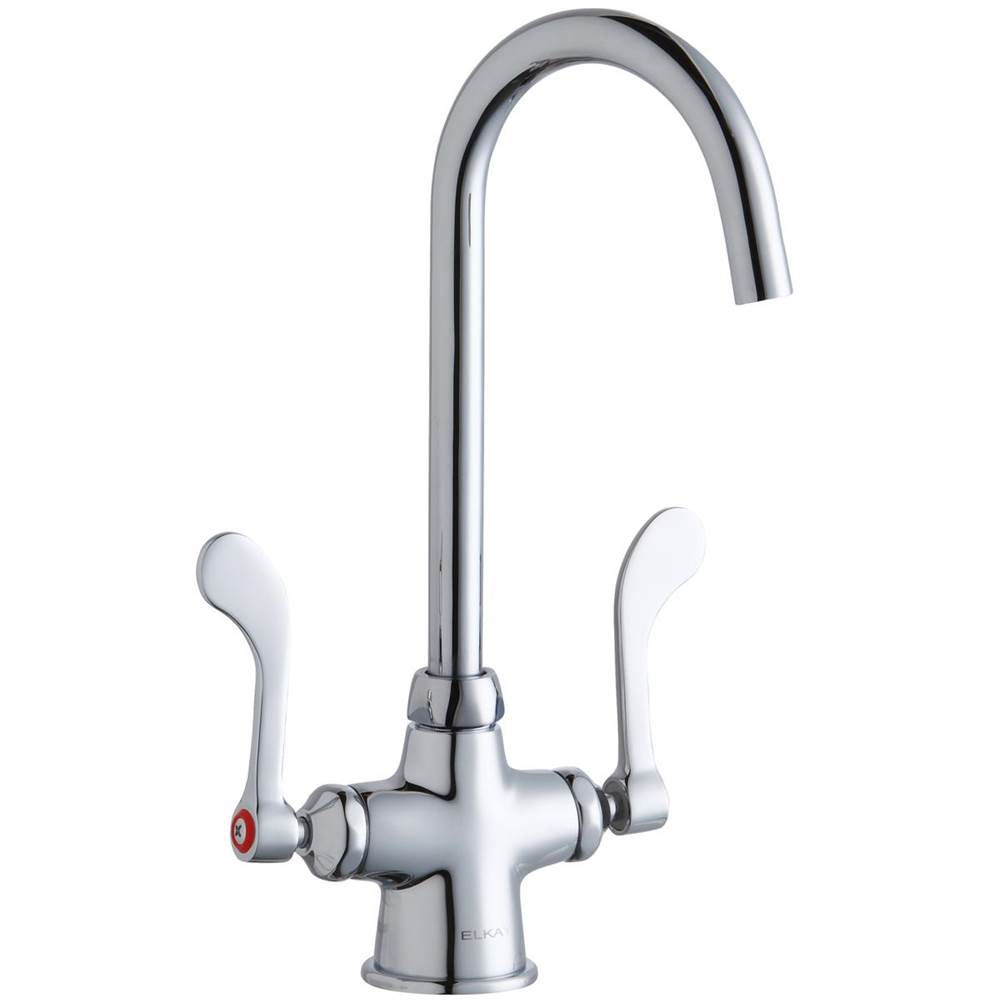 Elkay Single Hole with Concealed Deck Laminar Flow Faucet with 5'' Gooseneck Spout 4'' Wristblade Handles Chrome